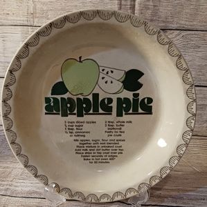 Vintage Mount Clemens APPLE PIE RECIPE PIE PLATE, Mount Clemens Pottery